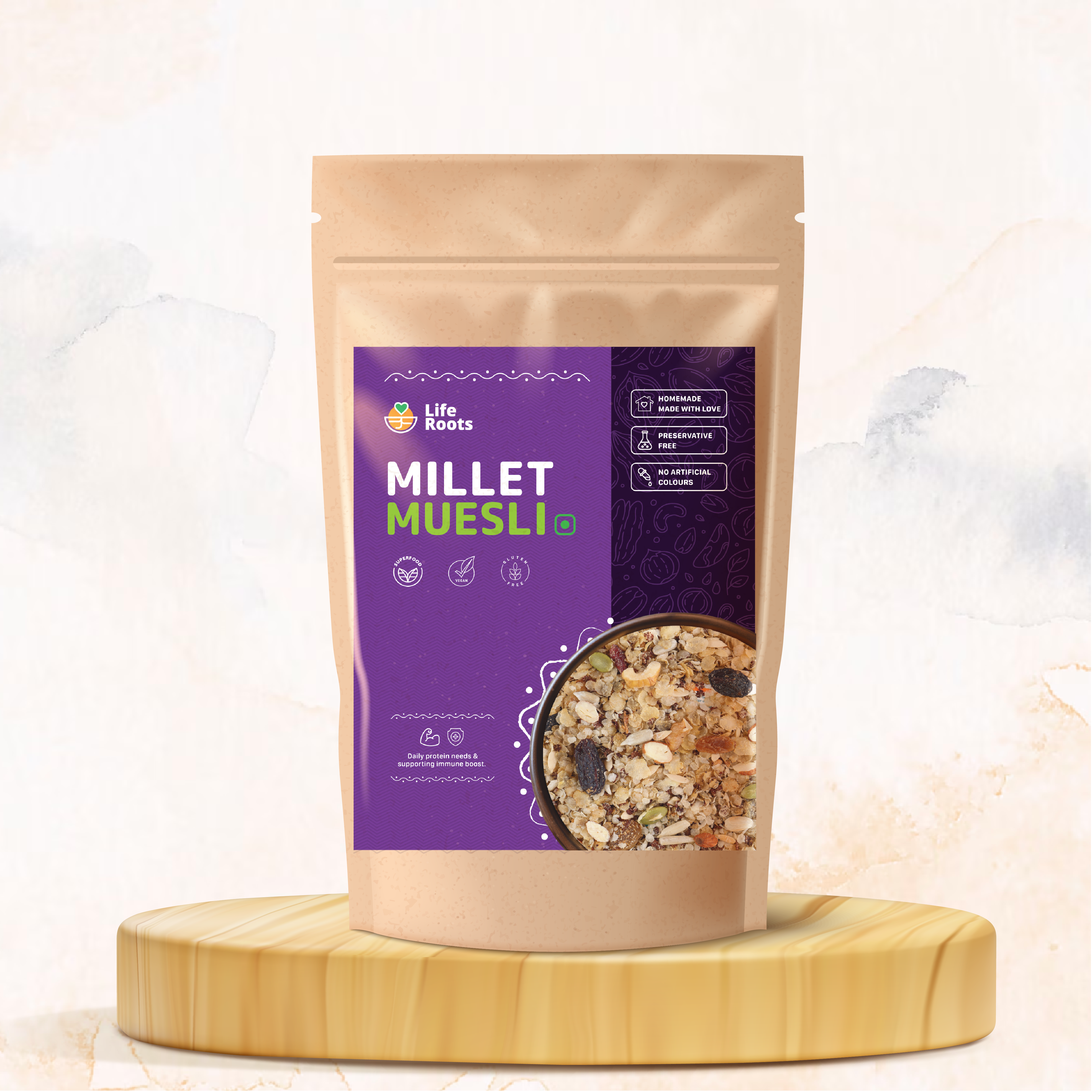 Liferoots Millet Muesli | 7 Millets, Nuts & Dry Fruits Breakfast Mix