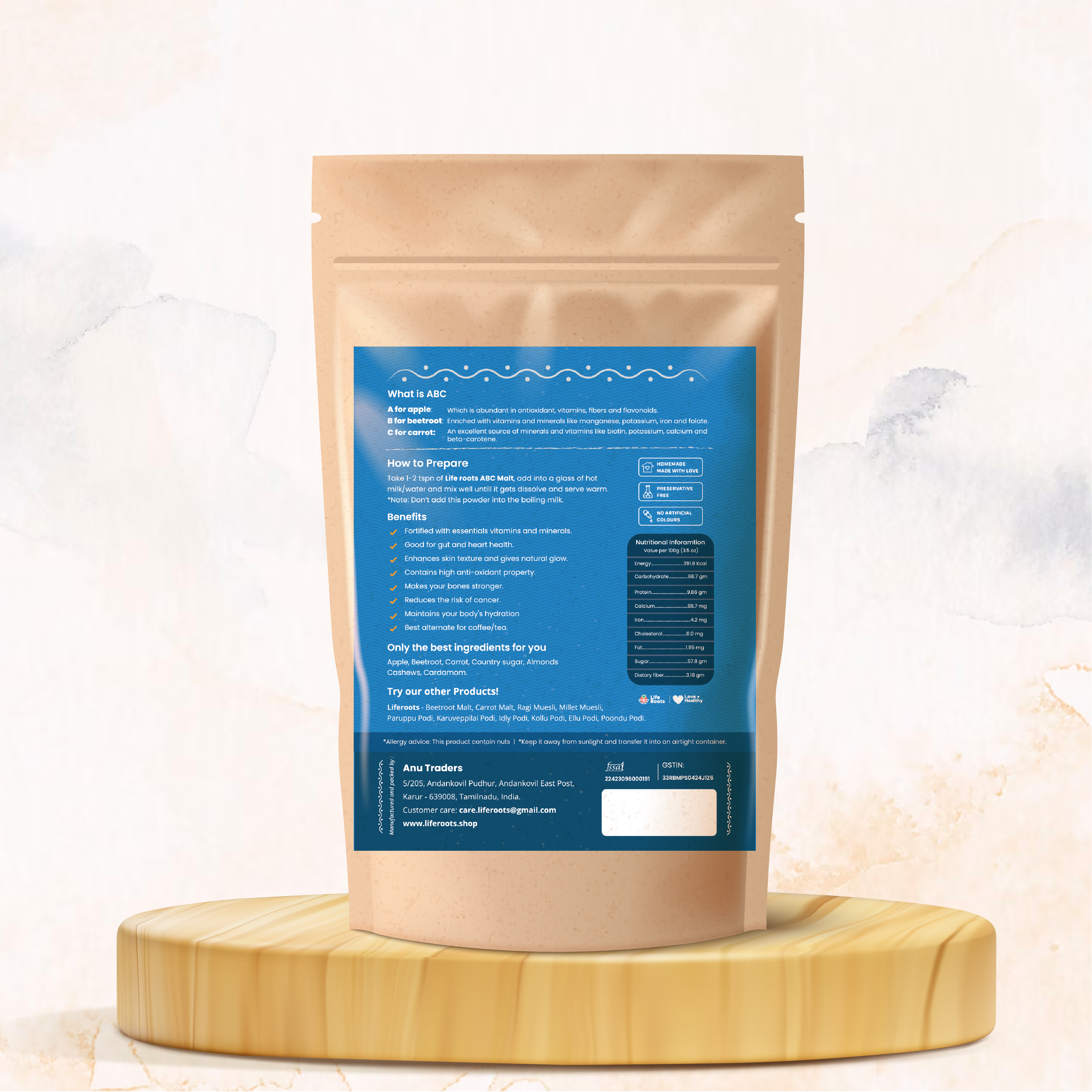 Life Roots ABC Malt | Natural Health Drink | Best Hot and Cold Tea/Coffee Alternative