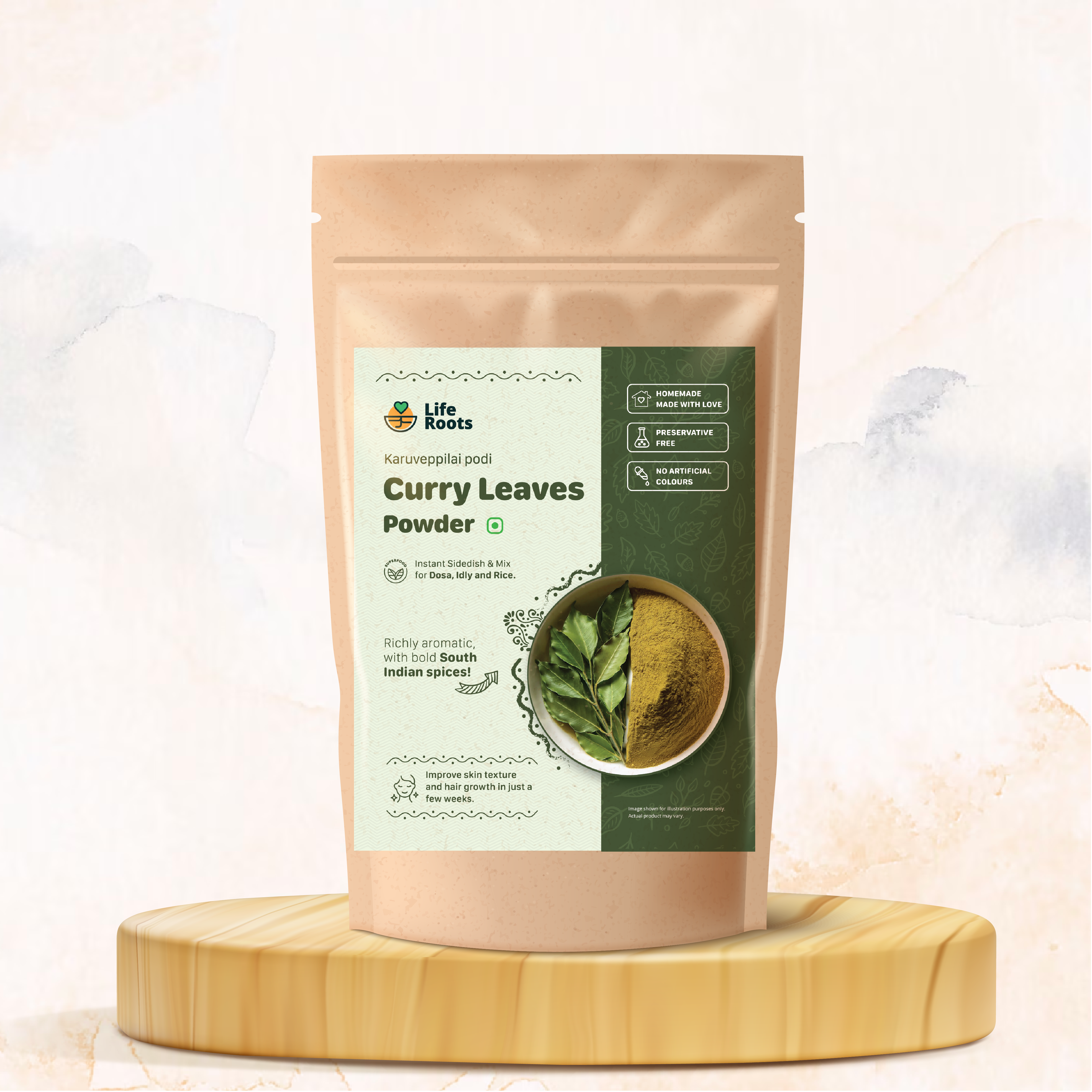 Liferoots - Karuveppilai Podi (Curry Leaves Powder) | Instant Mix for Dosa, Idly & Rice