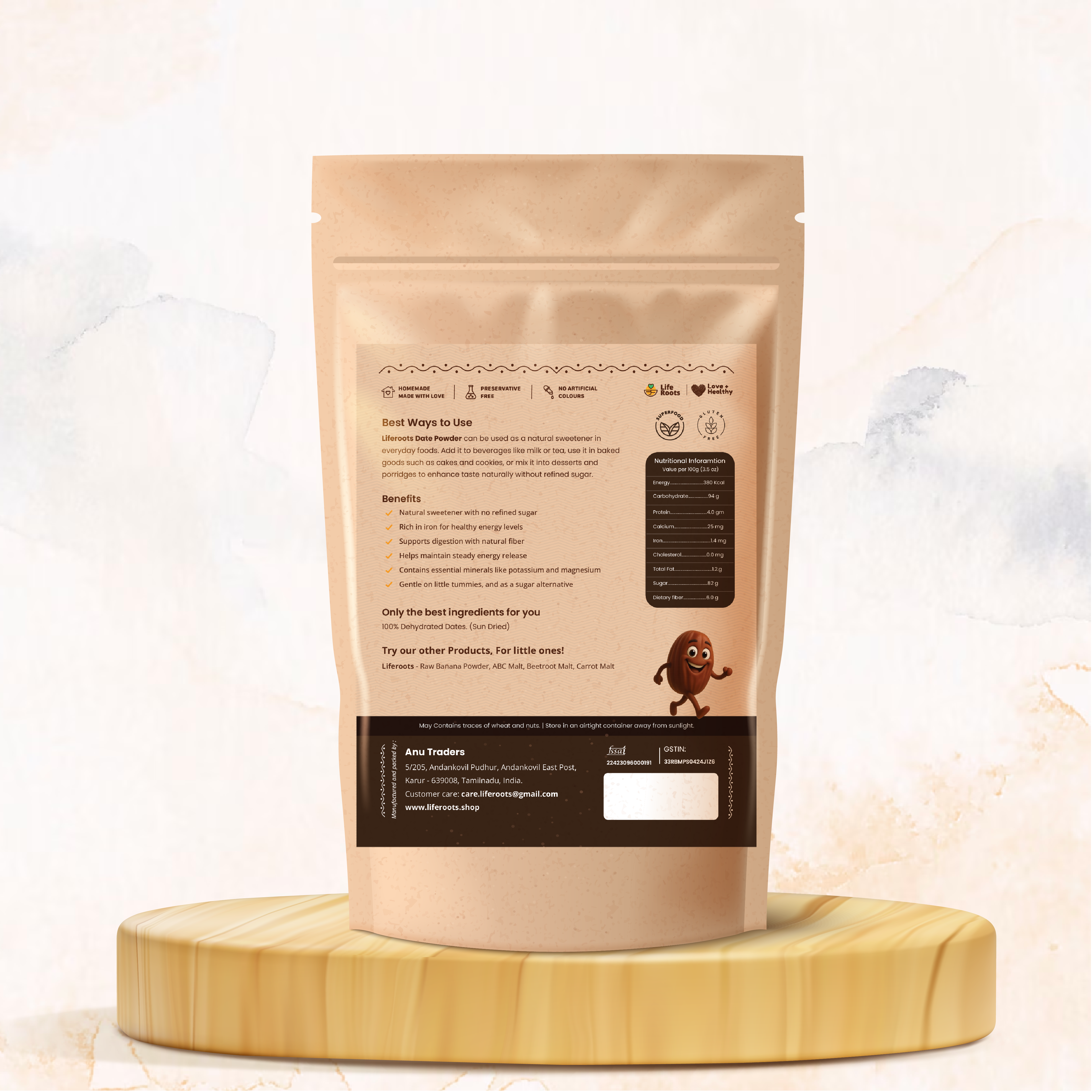 LifeRoots Dates Powder – 100% Natural Sweetener