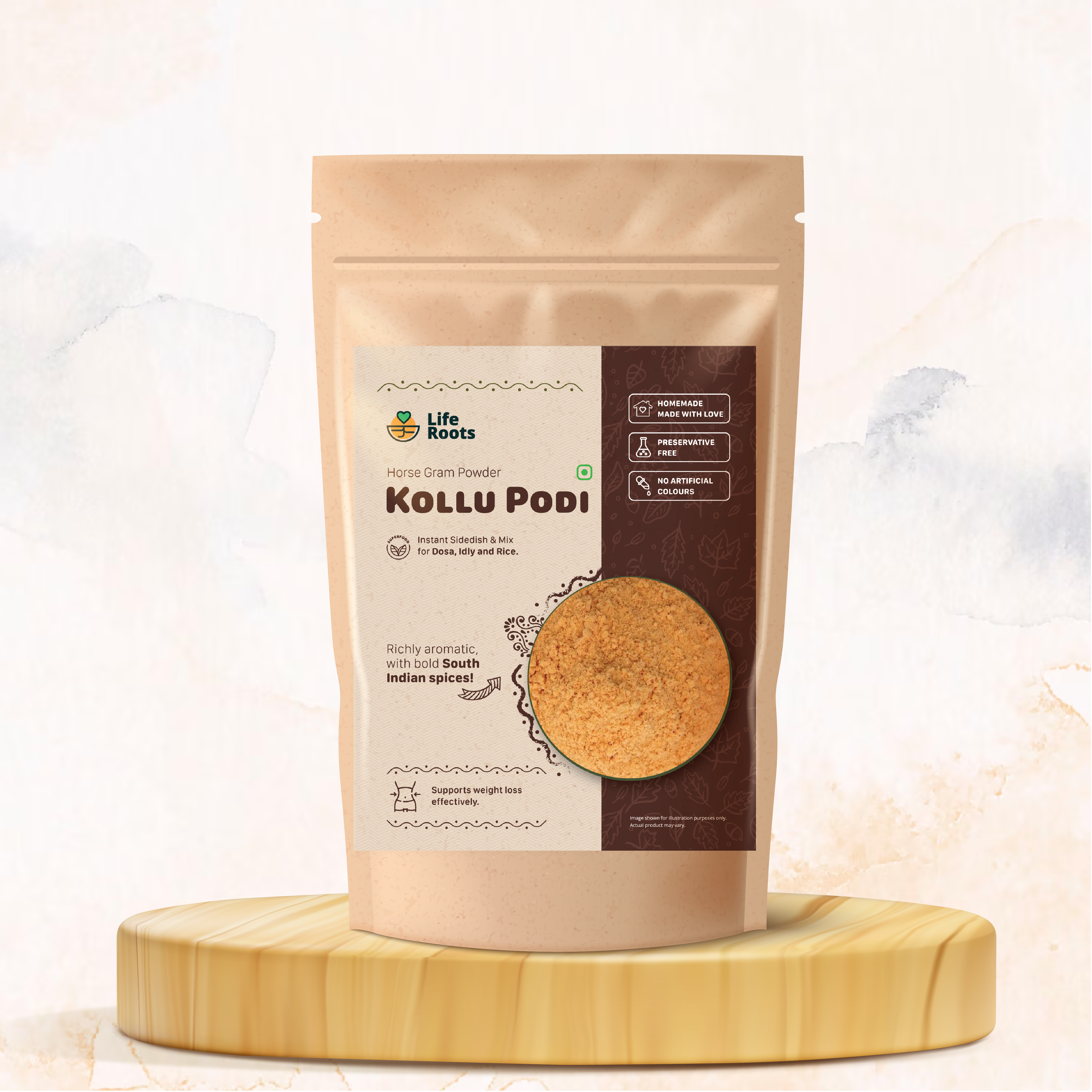 Liferoots - Kollu podi (Horse gram Powder) | Instant Mix for Dosa, Idly & Rice
