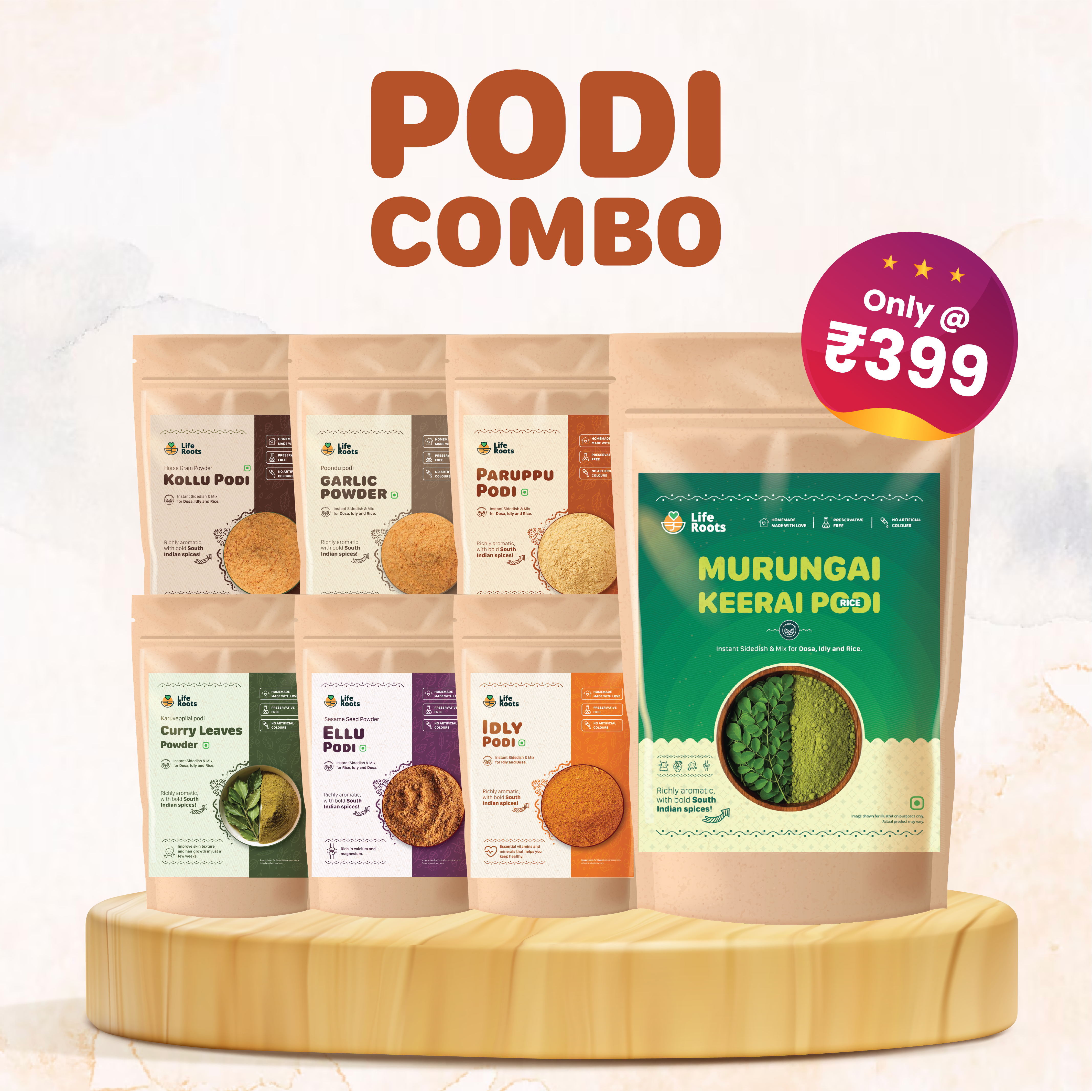 Podi Combo - Instant Sidedish & Mix for Dosa, Idly and Rice