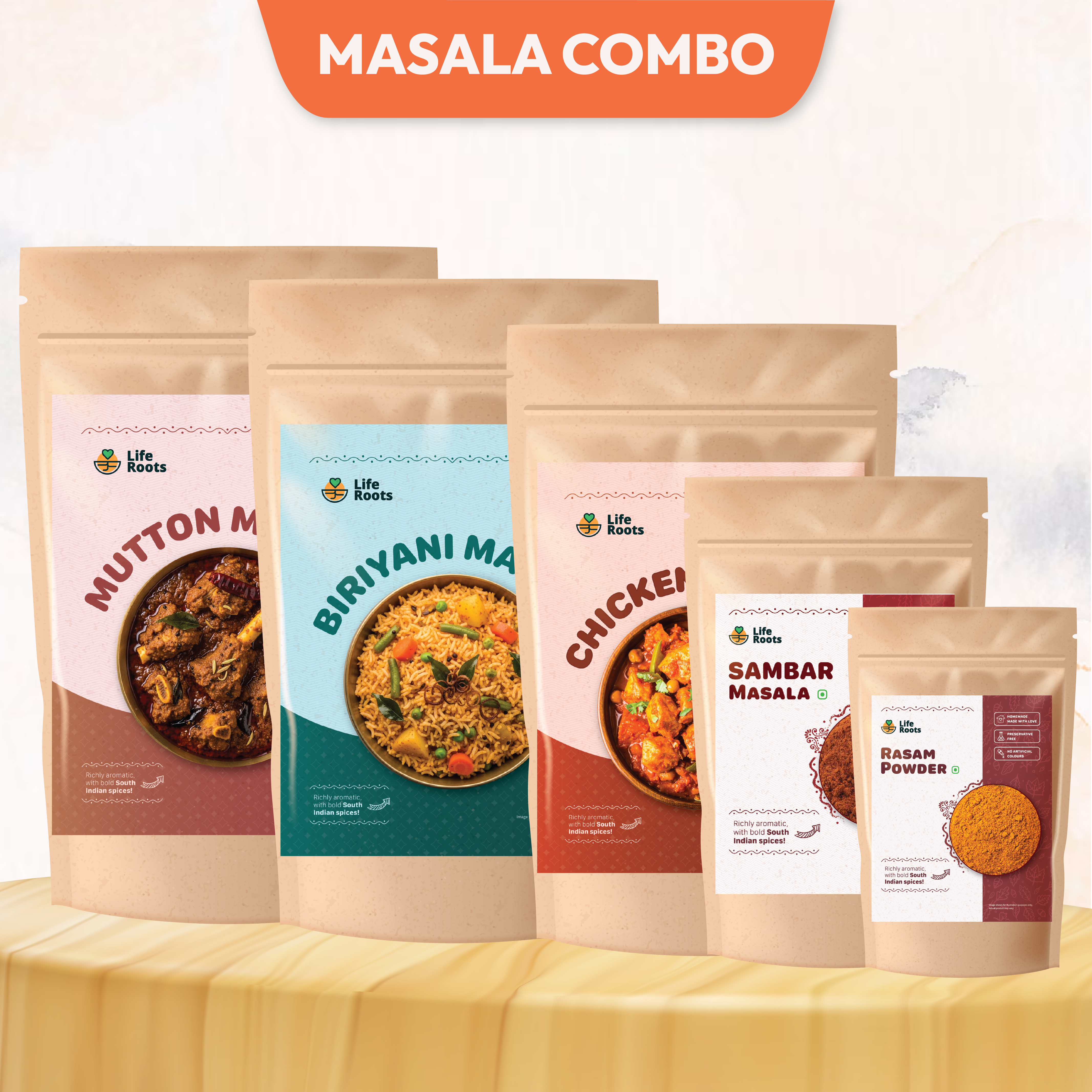 Liferoots | Buy 5-in-1 Masala Combo | Authentic South Indian Spice