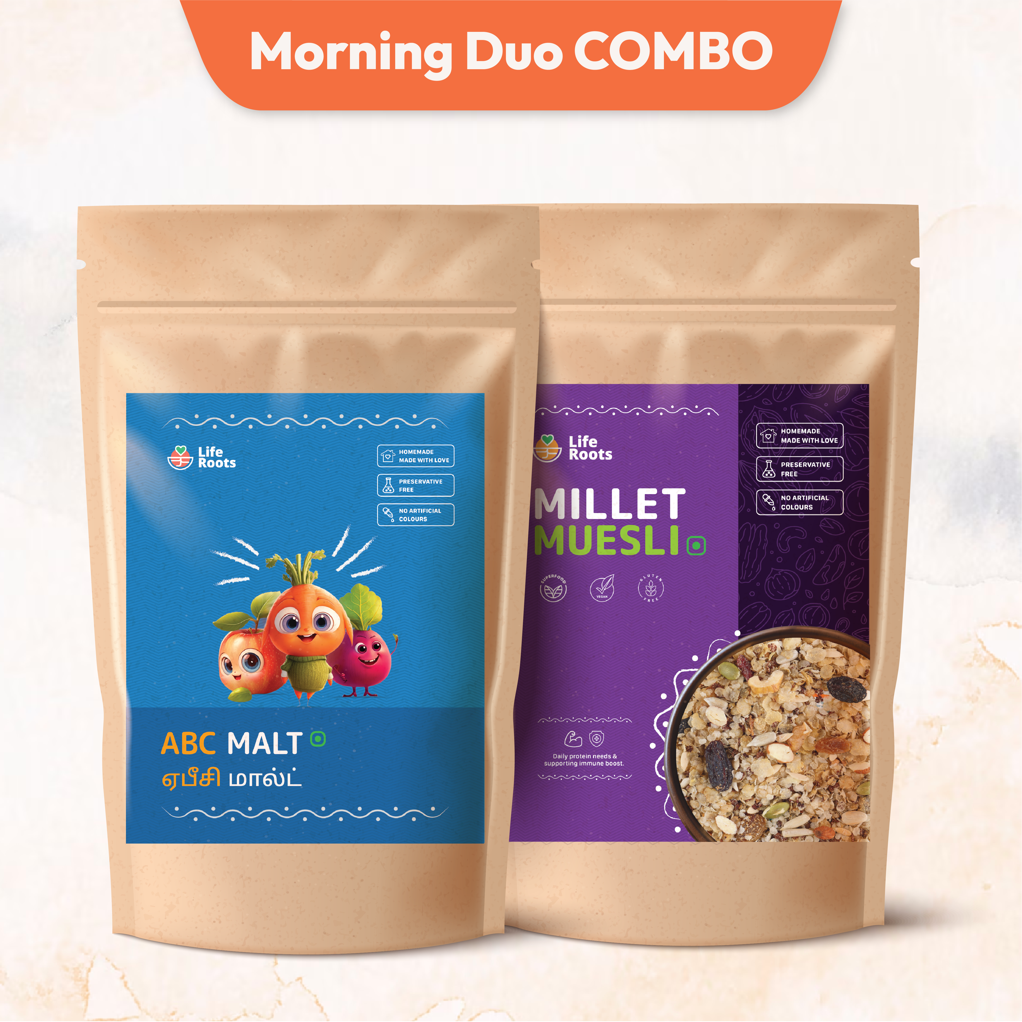 Morning Duo Combo – ABC Malt + Millet Muesli